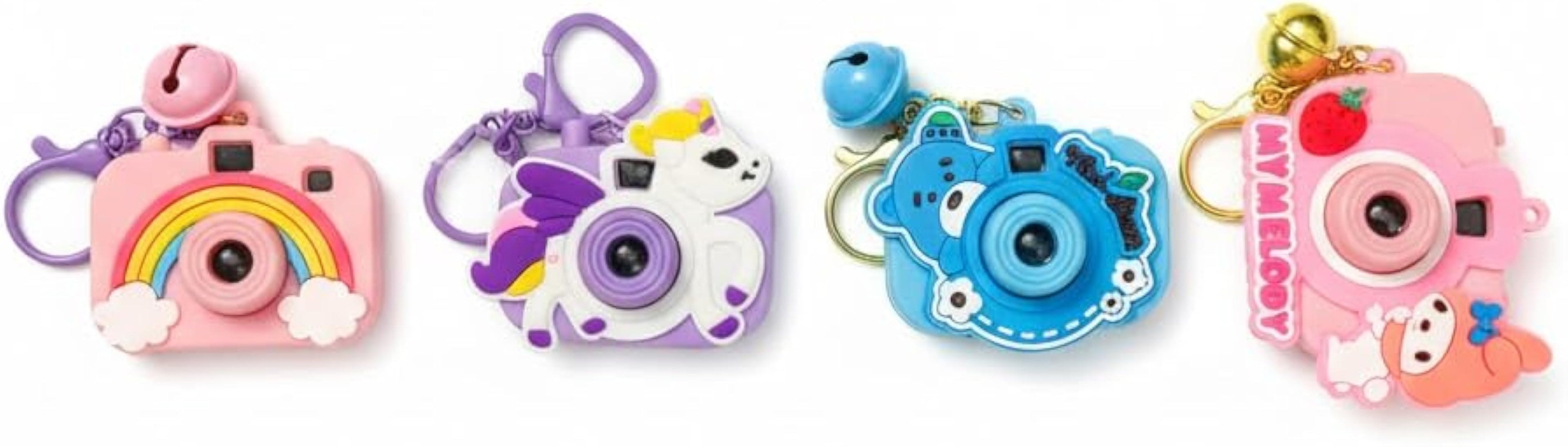 Mini Camera for Kids Projector Camera Toy with Bell for Kids and Girls Style Multicolor Design, Light Projection Feature Fun Cartoon Keychain for Bags, Pouches & Gifting (Random Color) (Pack of 1)