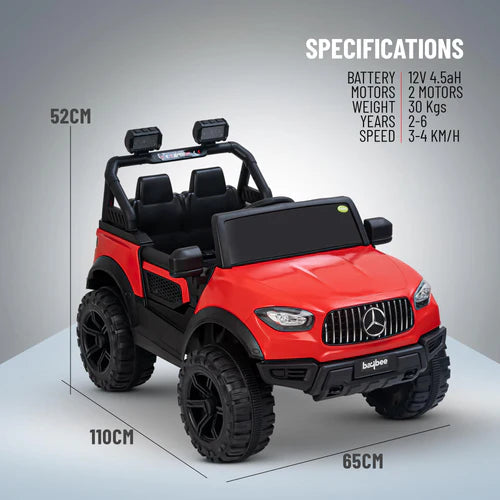 Red Benz Rumble Jeep - 12V Electric Ride-On Car for Kids
