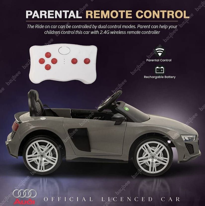 BAYBEE Baybee Official Licensed Audi R8 Battery Operated Car for Kids, Ride on Kids Car with LED Light & Music (Grey)